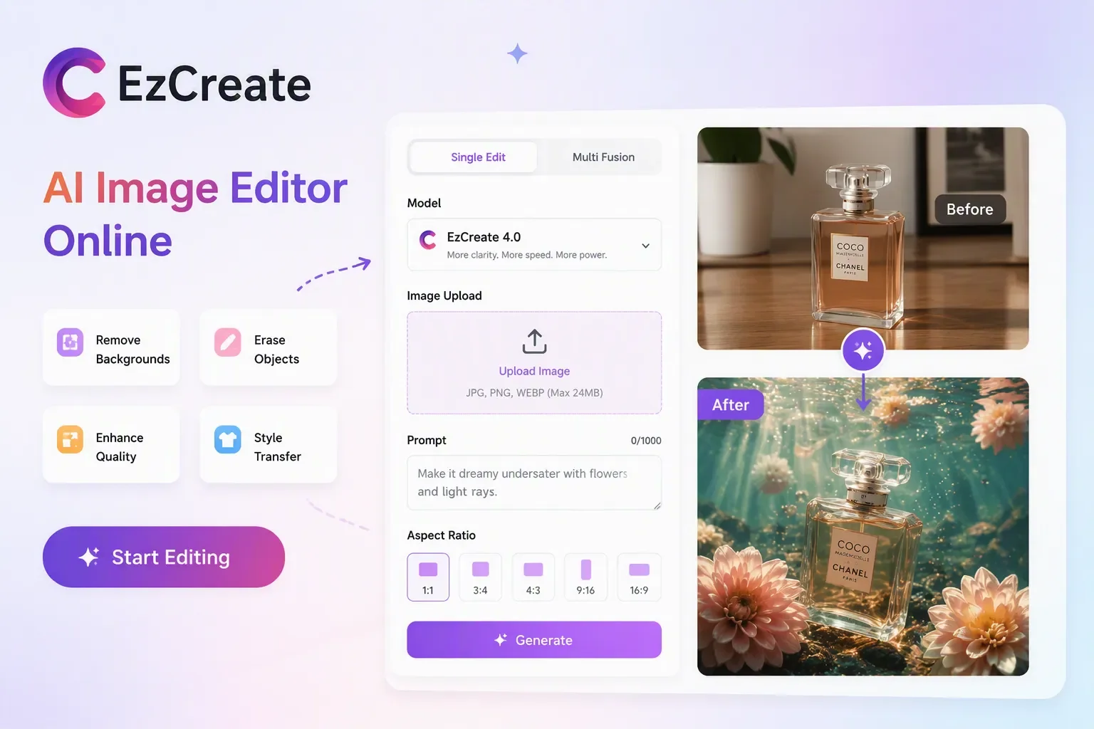 EzCreate-Alternative zur Bearbeitung von Produktfotos