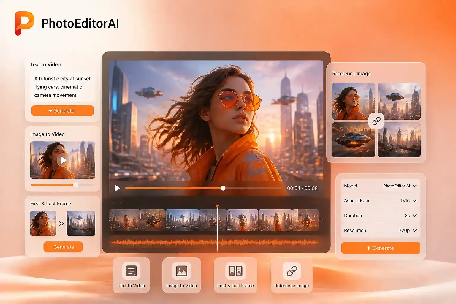 PhotoEditorAI workflow for creating videos from prompts and images