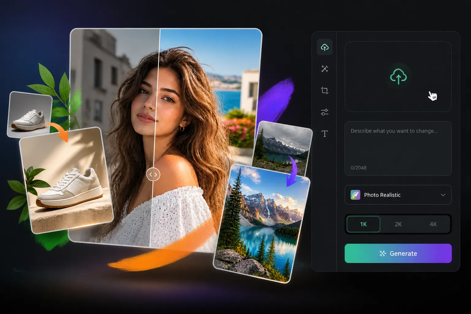 AI photo editing example for product and portrait visuals